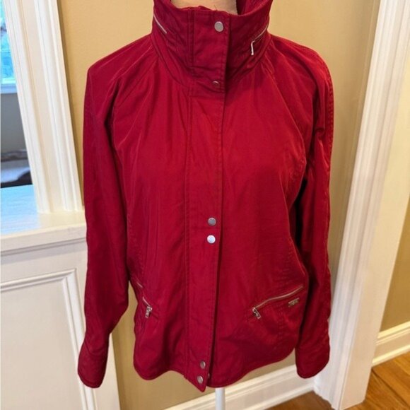 Abercrombie & Fitch Women’s Size Small Red Water Resistant Jacket Coat Hood - Picture 6 of 16